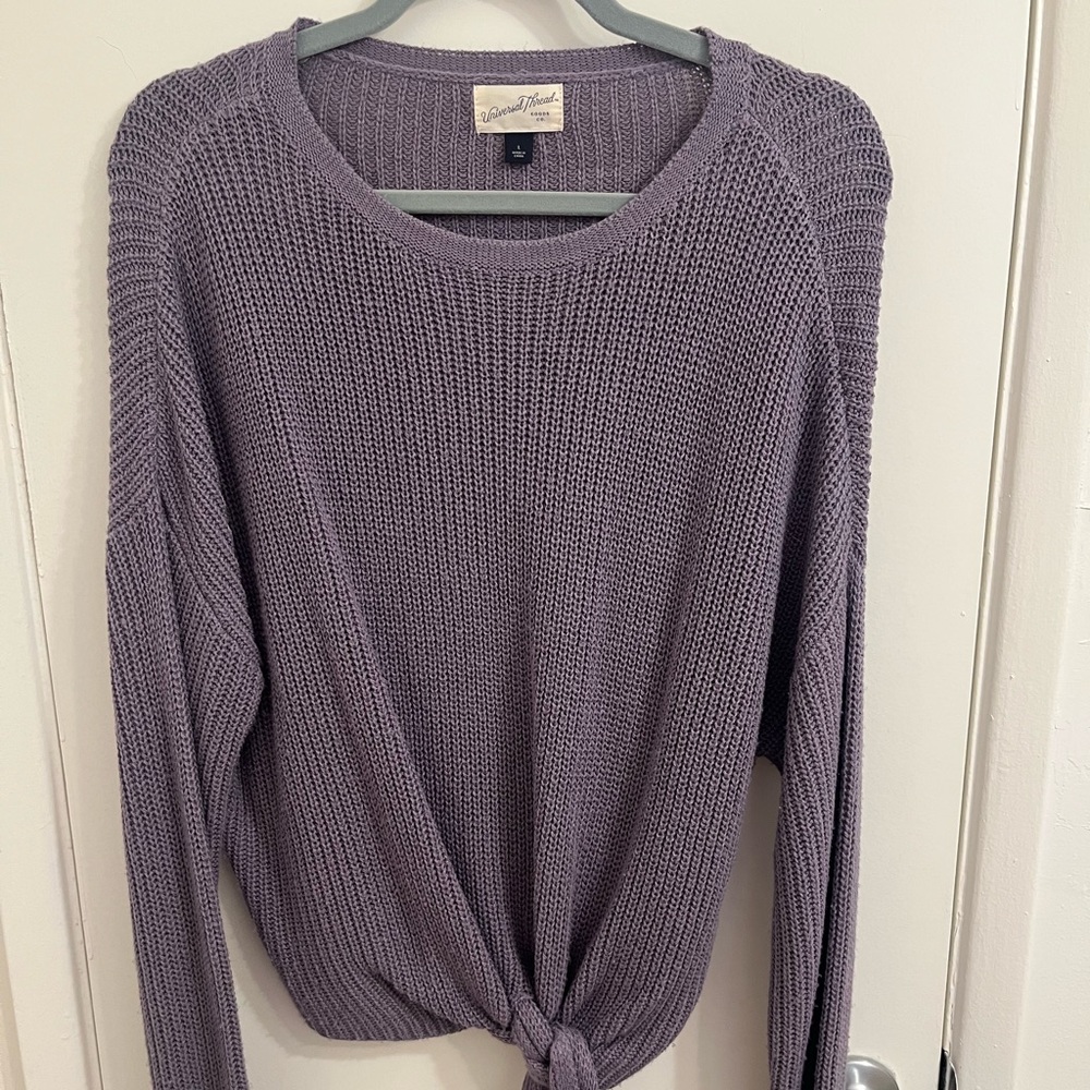 Purple Tie-Front Sweater